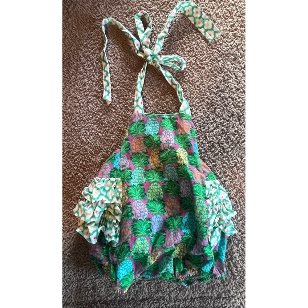 Ricrac & Ruffles Pineapple Print Ruffle Back Baby Sunsuit Romper BB-9001 0/3M